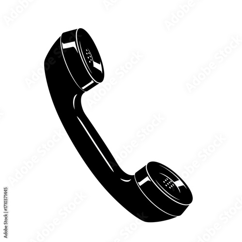 Classic black telephone handset isolated on white background