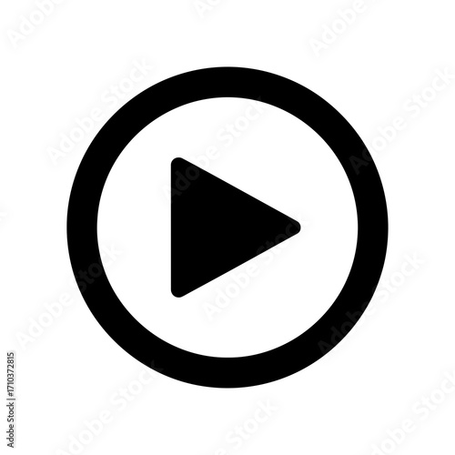 Simple black play button icon inside a circle