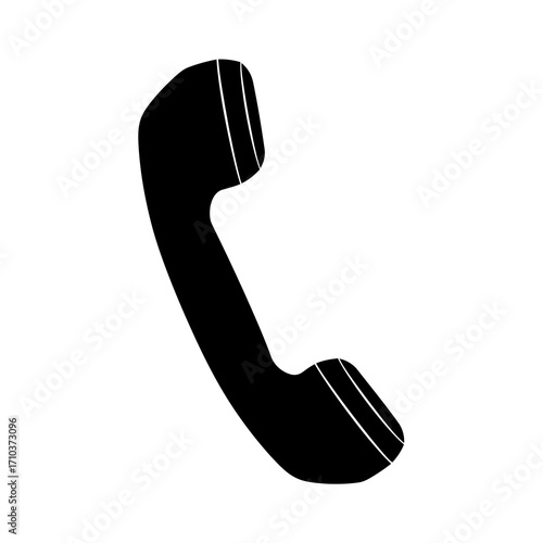 Classic black telephone handset icon on a white background