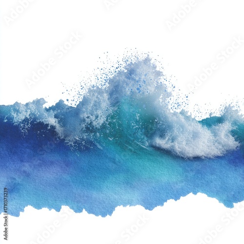 Wallpaper Mural Watercolor Wave Crashing with Splashes ocean Torontodigital.ca