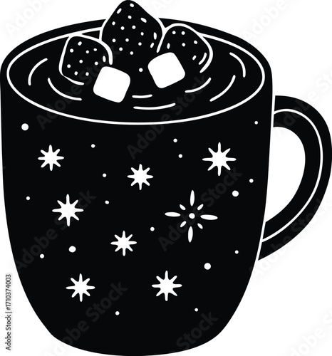 A vector illustration of a sweet coffee cup and a hot tea mug with heart and flower decorations