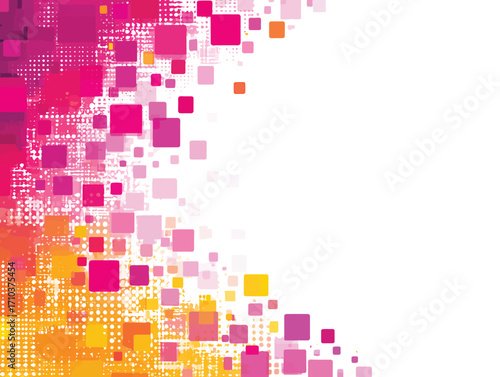 Sfondo astratto con pattern dinamico di quadrati rosa e bianchi