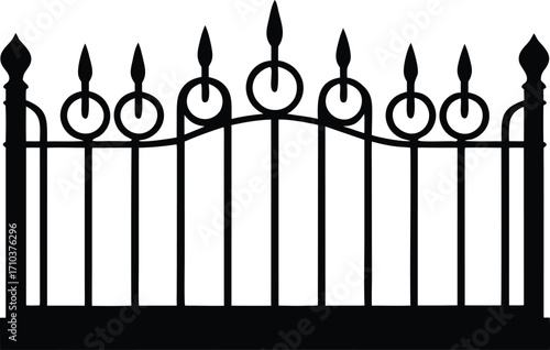 iron fence silhouette vector illustration
