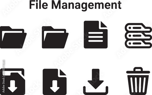 Illustrations Representing Digital Data Organization and Document Handling Operations for Various Software Applications