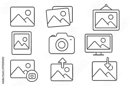 Outline image collection with editable strokes, perfect for infographics, articles, books, flyers, and banners, vector cartoon illustration set with transparent background, versatile design elements