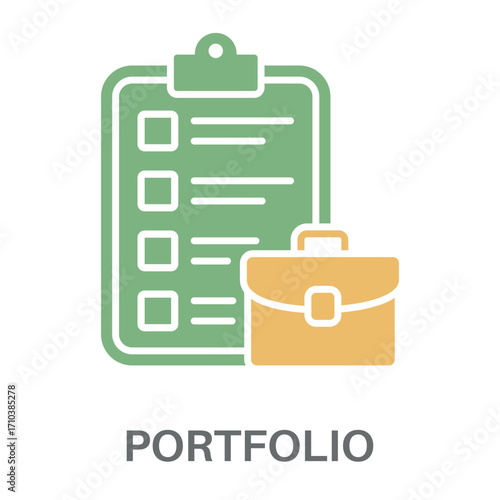 Portfolio Silhouette Glyphs Color Green With Yellow Concept Simple Style Design Vector