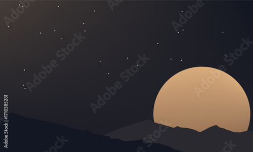 A minimalist illustration of a night sky with a large, bright full moon.


