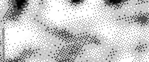 Pixelated bitmap gradient texture. Black and white dither pattern background. Abstract glitchy pattern. 8 bit video game screen wallpaper. Wide raster backdrop. Retro pixel art Illustration. Vector