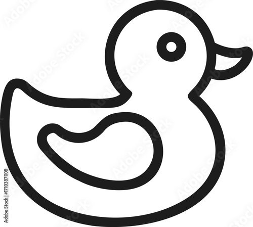 Simple black and white line drawing of a classic rubber ducky toy