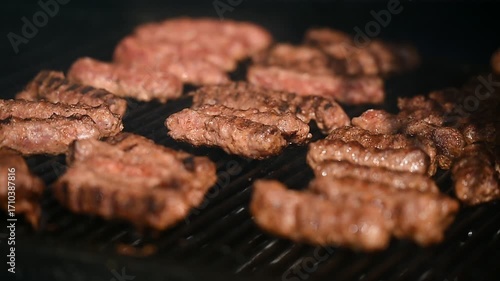Mici or mititei, romanian national dish on a grill
