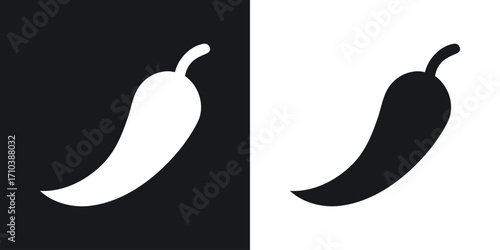 Silhouette of a chili pepper on black and white backgrounds hot pepper spice
