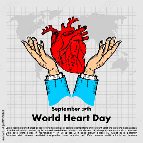 World Heart Day, September 29, poster and banner vector