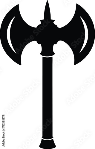 double headed battle axe silhouette vector illustration
