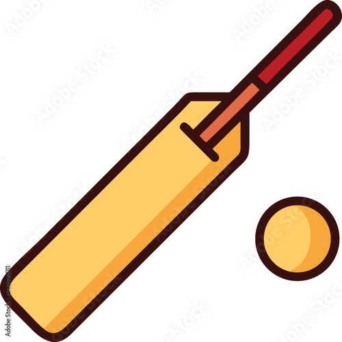 Cricket bat and ball illustration on a white background design