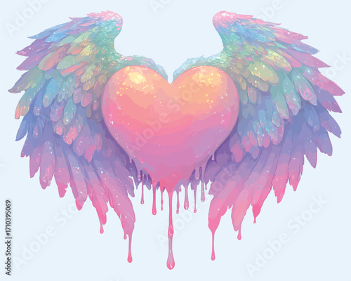 Cuore Pastello Rosa con Iridescenza: Grafica Vettoriale