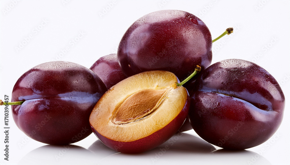 Obraz premium Plums On A White Background