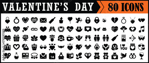 Valentine’s Day icon set with love symbols

