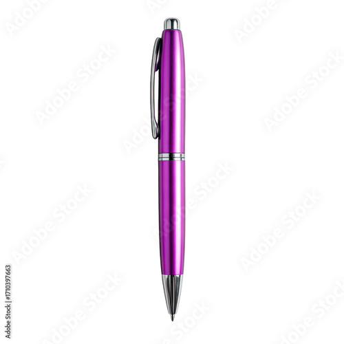 A vibrant purple pen, metallic finish,  vertical shot