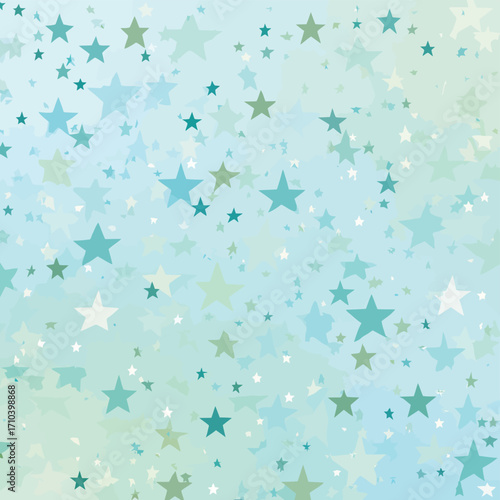 Sfondo astratto con stelle blu pastello e verde chiaro