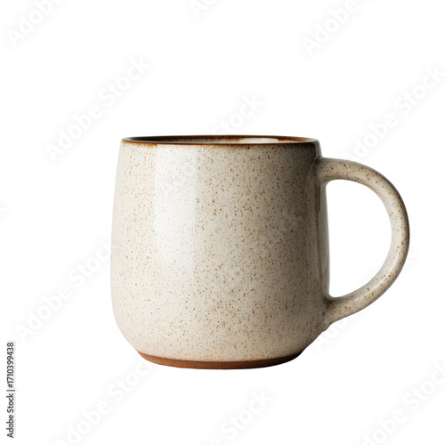 Creamy off-white mug with speckled texture and reddish-brown base