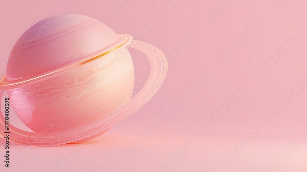 Obraz premium Pastel Saturn 3D Planet Sweet Planet