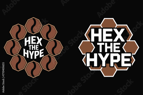 Hexagonal coffee bean and text logos coffee beans hex the hype