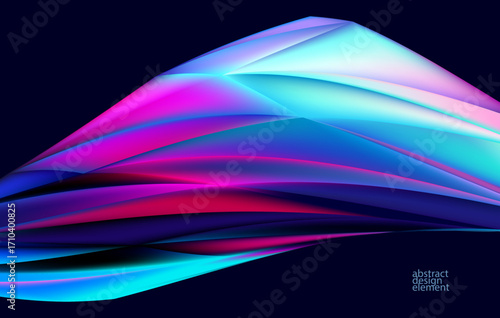 Abstract liquid polygonal gradient shape. Iridescent vector background