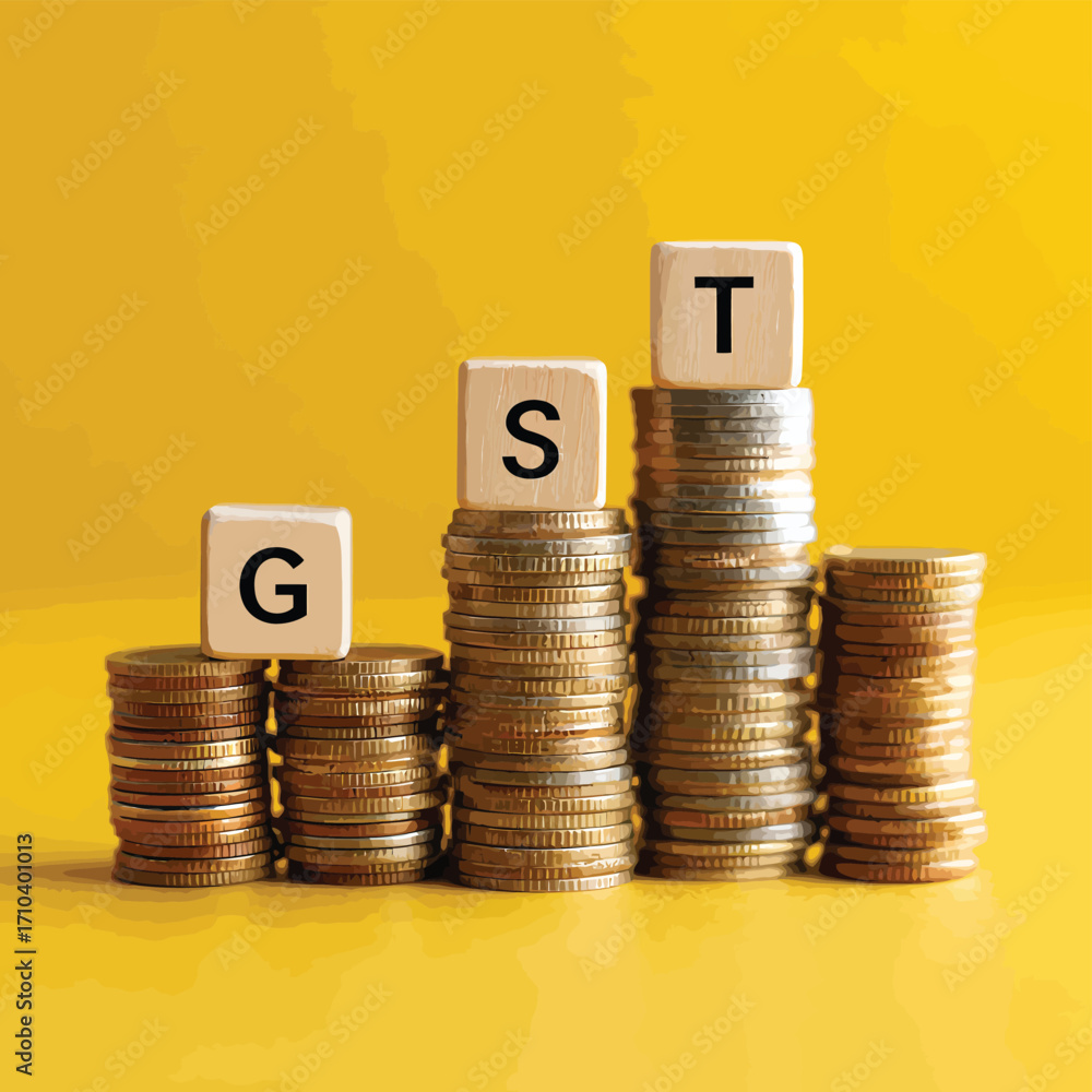 Blocchi di legno con lettere e pile di monete