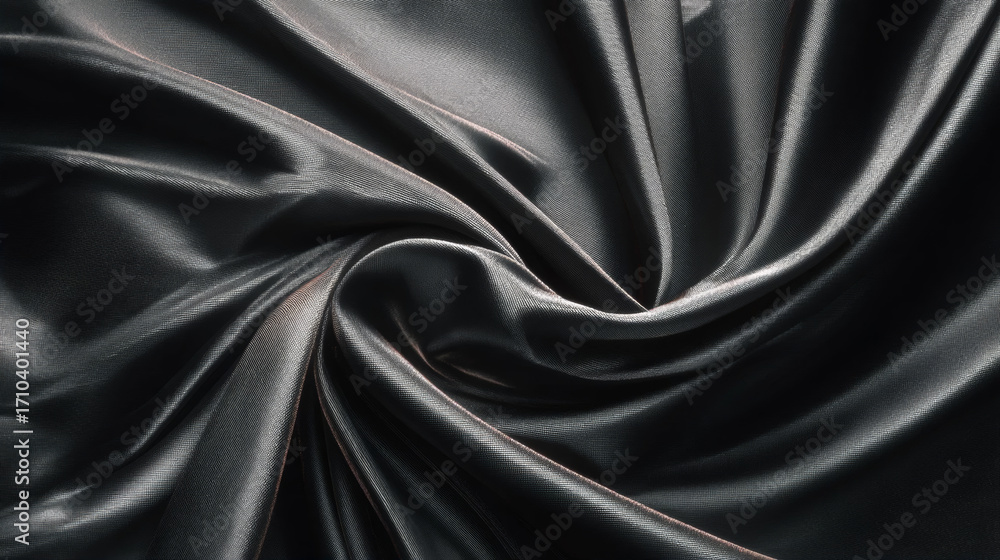 Fototapeta premium Close-Up of Black Fabric with Wavy Flowing Lines