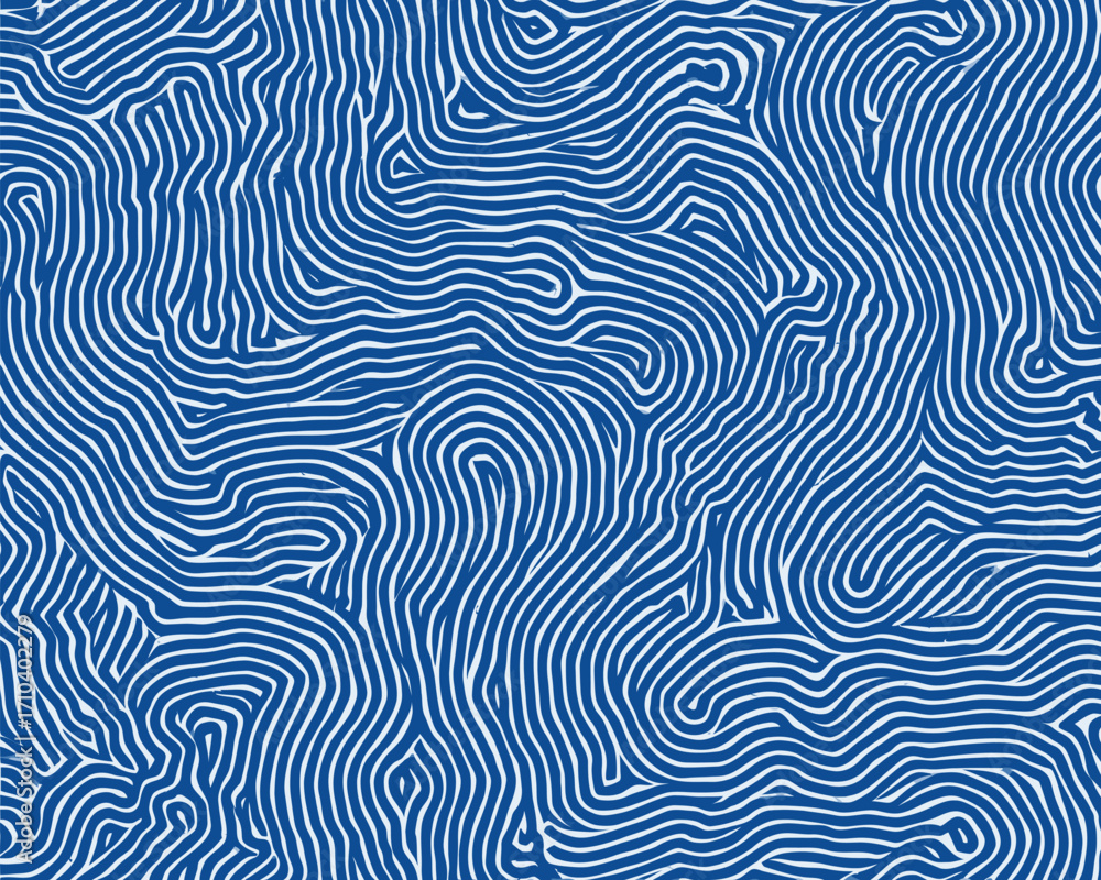 Obraz premium Motivo astratto senza soluzione di continuità, stile vettoriale, linee curve, blu e bianco