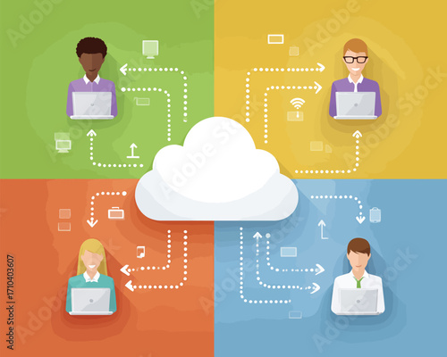 Illustrazione Vettoriale di Cloud Computing