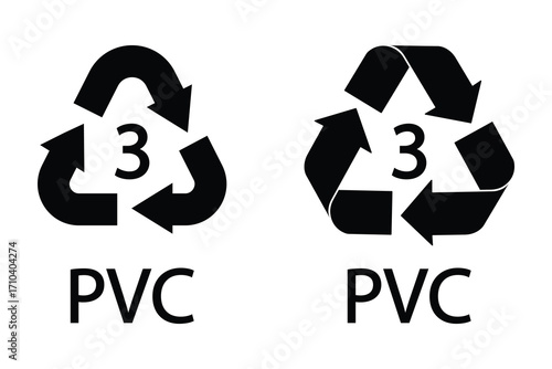 Numbers 3 Recycling symbol. The number in the triangle indicates the type of plastic. recycling icons. recycle logo symbol. Vector illustration.