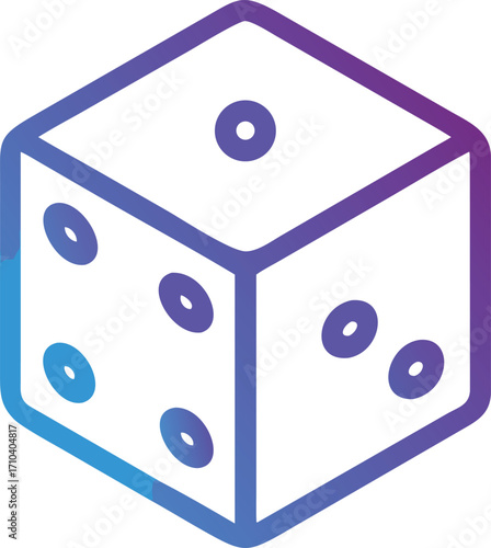 Gradient Colored Outline of a Dice with Different Numbers Visible