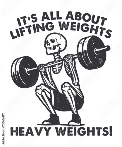 Skeleton lifting weights illustration