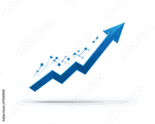 Grafico a freccia ascendente stilizzato, blu, vettore