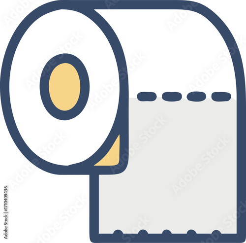 Cartoon icon illustration of a roll of toilet paper hygiene