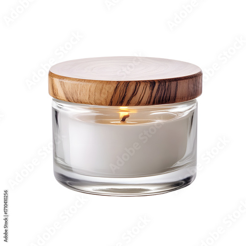 Elegant Glass Candle Jar with Natural Wooden Lid for Home Decor