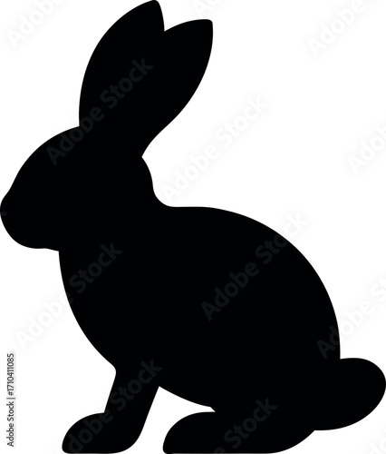 Cute rabbit sitting peacefully silhouette icon