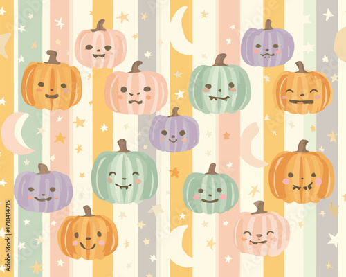 Zucca di Halloween stile vettoriale, motivo ripetuto