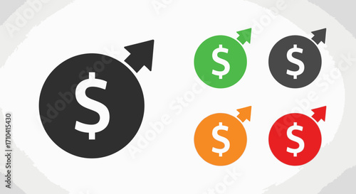 Dollar sign with upward arrow symbolizing financial growth and profit increase