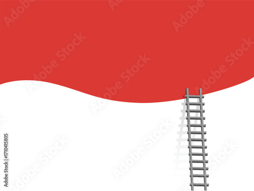 A ladder leads up to a large red area, suggesting ambition, growth, or overcoming obstacles.