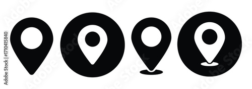 Location or map pin icon symbol set. Location pointer. Black and red location icon set on white background. Vector illustration