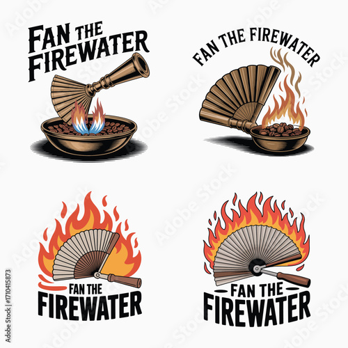 Fan fanning flames over coffee beans fire roasting