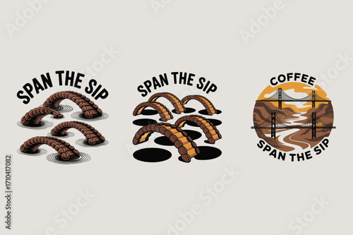 Coffee bean bridges span water and land coffee beans