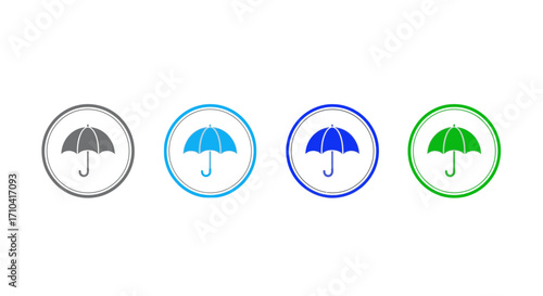 Stylish umbrella icons in multiple colors, perfect for weather forecast or protection concepts