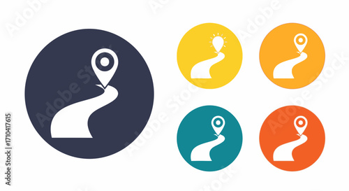 Discover your next destination with a journey marker and guiding path concept icons