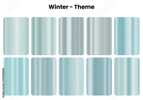 Cool winter gradients with crystalline clarity, Frosty season palette for minimalist designs, Icy blues meet pristine white perfection