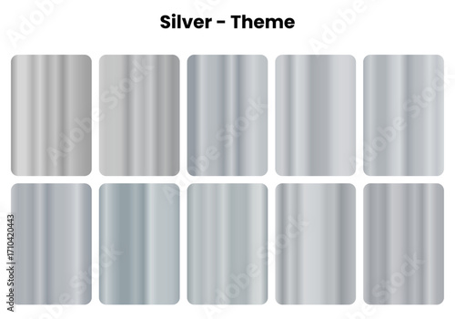 Elegant silver gradient collection with mirror-like reflections, Sophisticated metallic tones for premium design applications, Classic luxury meets contemporary digital artistry