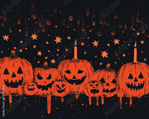Illustrazione vettoriale di Halloween: zucche e candela