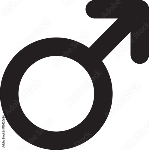 Male gender symbol icon. Gender identity sign isolated on transparent background. Masculine gender symbol icon for design and web. Vector illustration.